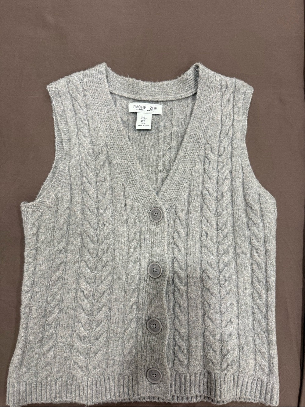 Cable-Knit Sweater Vest - Gray